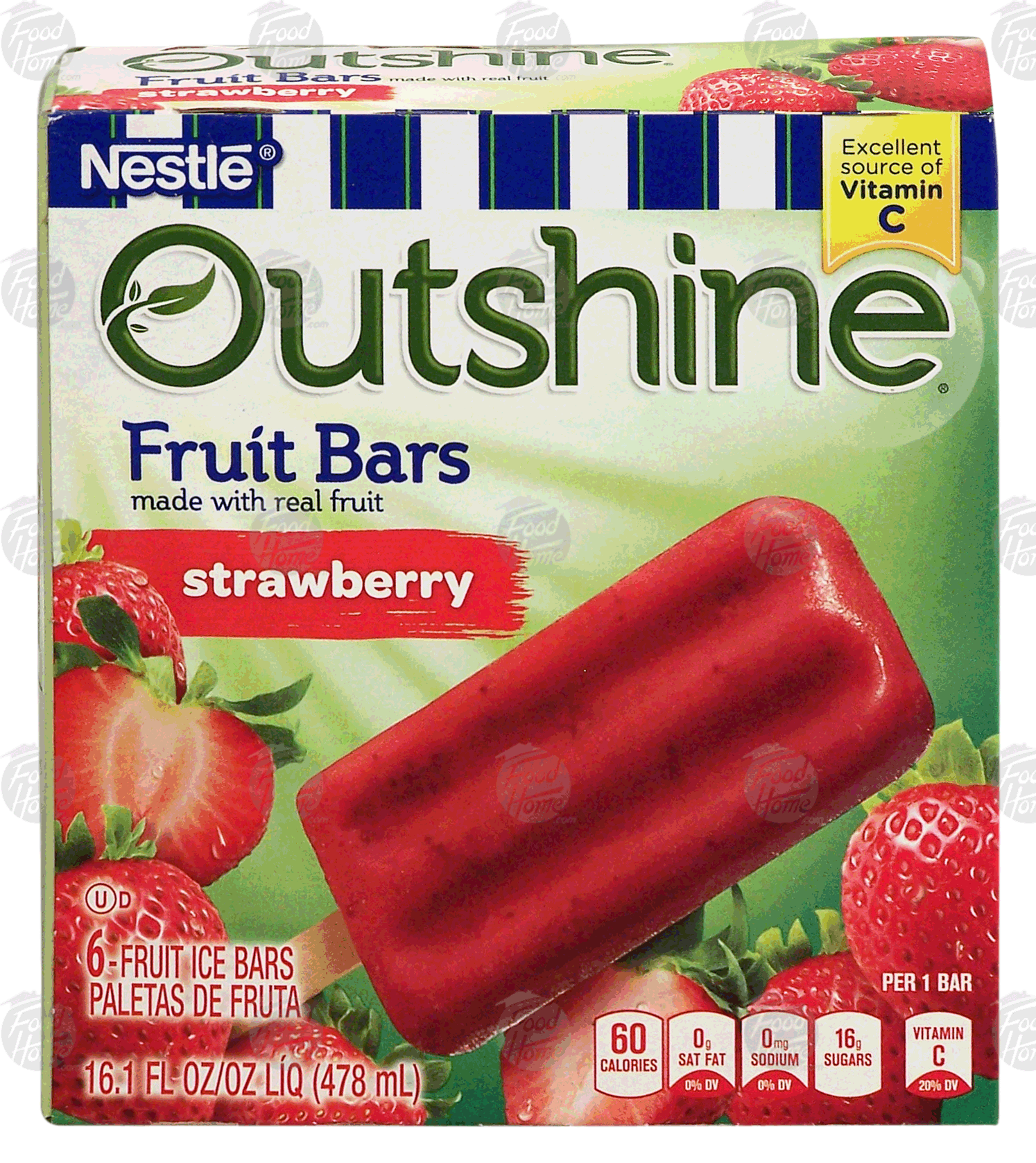 Nestle Outshine strawberry fruit ice bars, made with real fruit, 6 bars Full-Size Picture